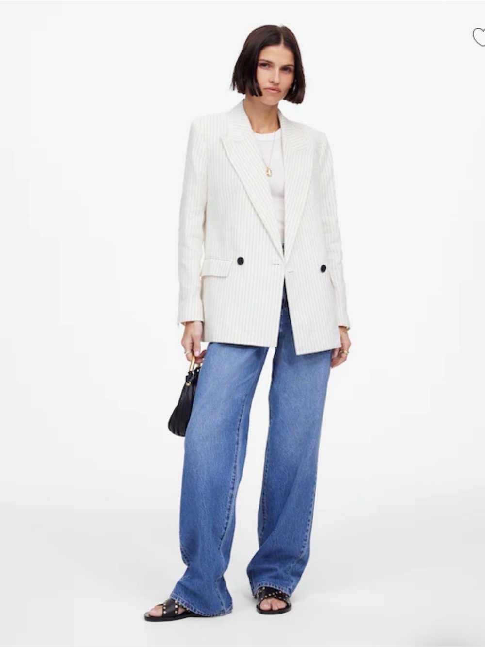 Relaxed Blazer in Pinstripe Linen Blend